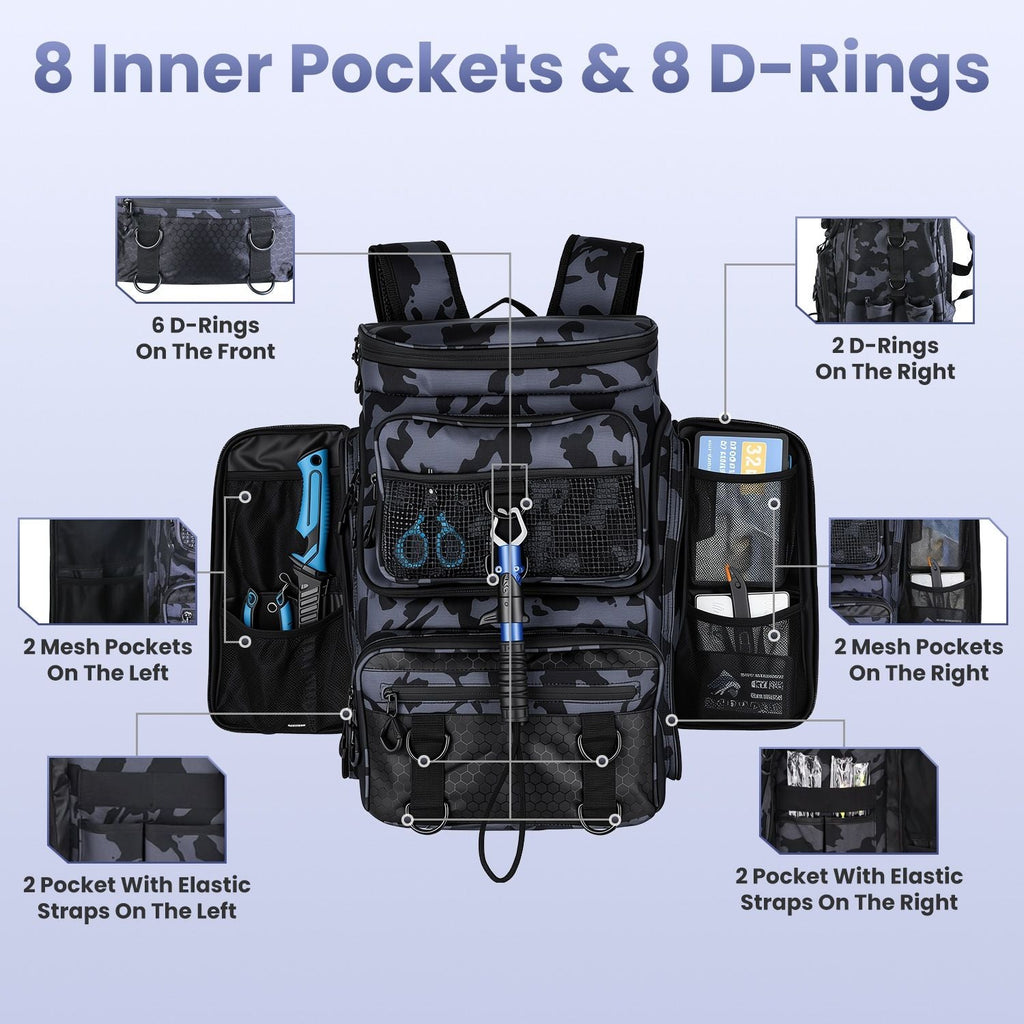 Large Capacity Fishing Tackle Backpack