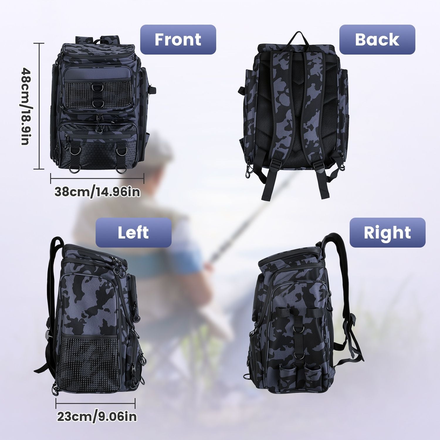 Large Capacity Fishing Tackle Backpack